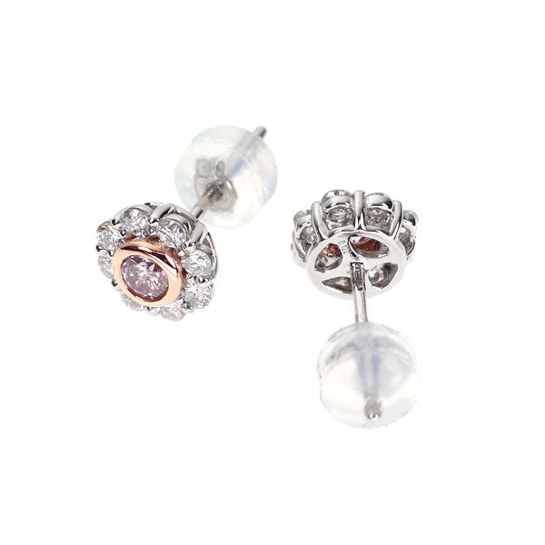 希少 K18PG/Pt900 天然ピンク ダイヤモンド ピアス 0.243ct FLPP I1 D0.40ct
