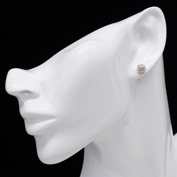 希少 K18PG/Pt900 天然ピンク ダイヤモンド ピアス 0.243ct FLPP I1 D0.40ct