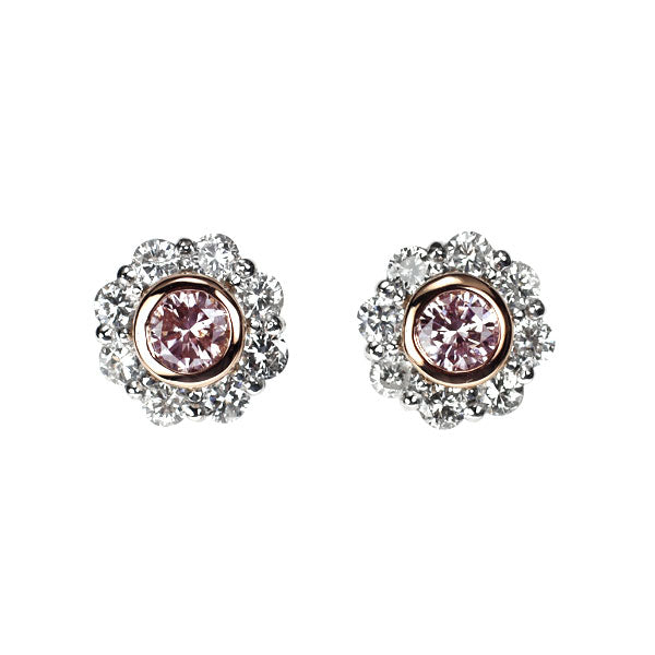 希少 K18PG/Pt900 天然ピンク ダイヤモンド ピアス 0.243ct FLPP I1 D0.40ct