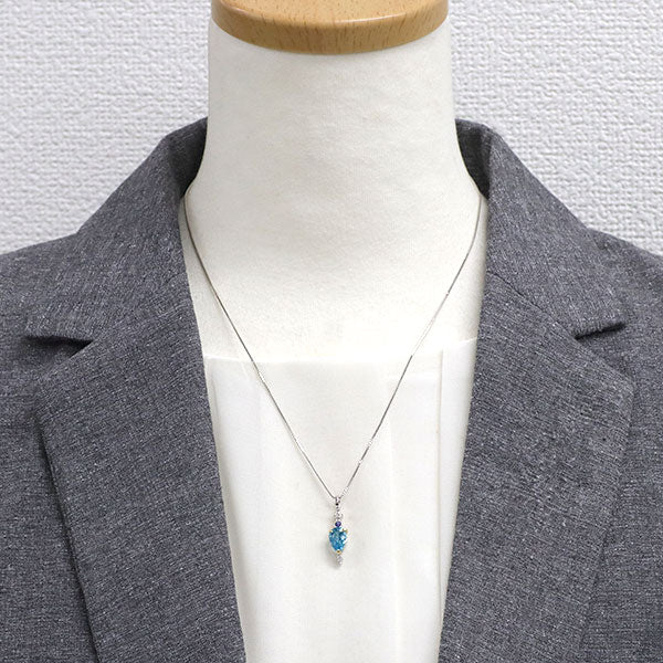 K18WG アパタイト サファイア ダイヤモンド ペンダントネックレス 1.56ct S0.06ct D0.04ct