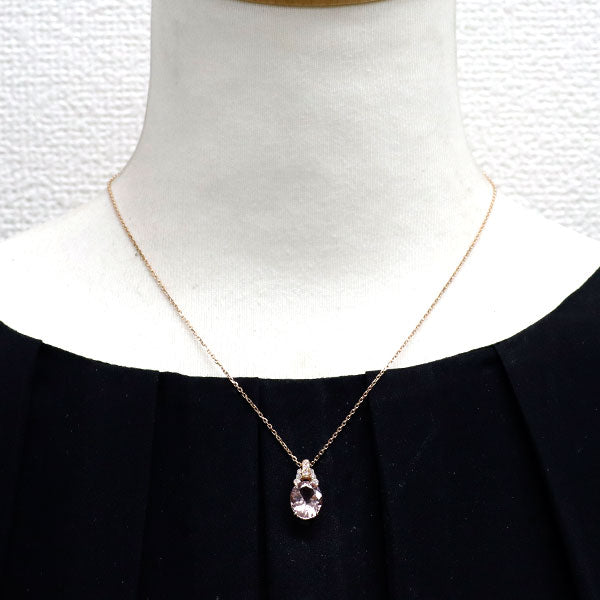 K18PG モルガナイト ダイヤモンド ペンダントネックレス 2.70ct D0.12ct