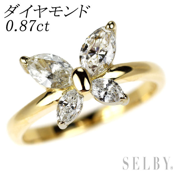 K18YG ダイヤモンド リング 0.87ct 蝶