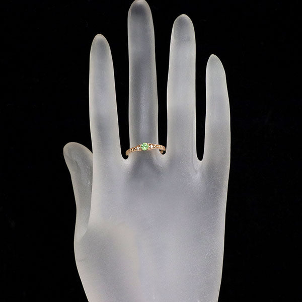 希少 K18PG デマントイドガーネット ダイヤモンド リング 0.222ct D0.02ct