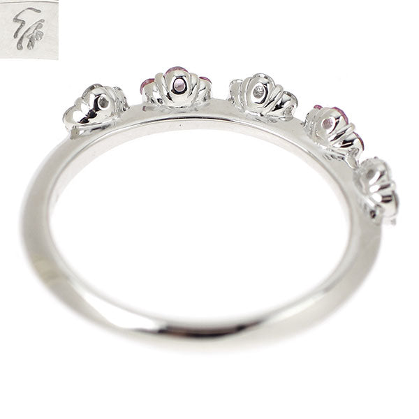 セイレーンアズーロ K18WG ピンクサファイア ダイヤモンド リング 0.14ct D0.18ct フラワー