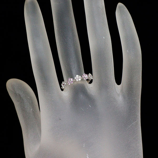 セイレーンアズーロ K18WG ピンクサファイア ダイヤモンド リング 0.14ct D0.18ct フラワー