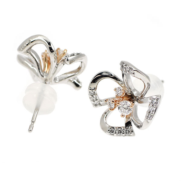 K18WG/PG ダイヤモンド ピアス 0.34ct フラワー