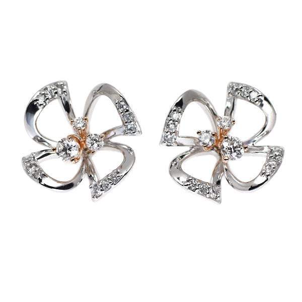 K18WG/PG ダイヤモンド ピアス 0.34ct フラワー