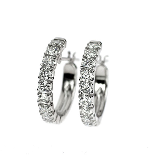 K18WG/ K14WG ダイヤモンド フープピアス 1.20ct