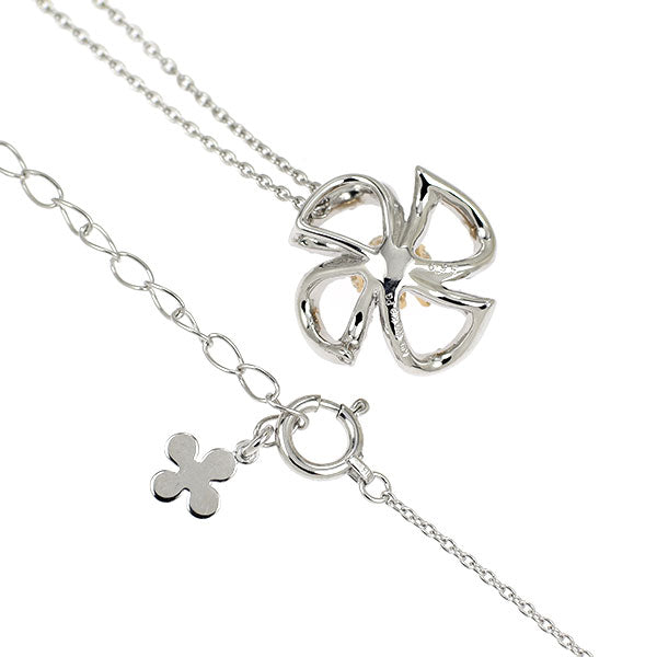 K18WG/PG ダイヤモンド ペンダントネックレス 0.35ct フラワー