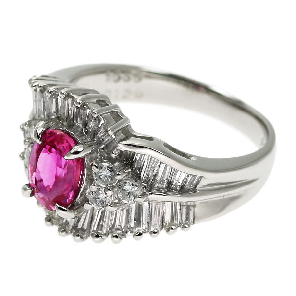 Pt900 非加熱ピンクサファイア ダイヤモンド リング 1.066ct D1.20ct