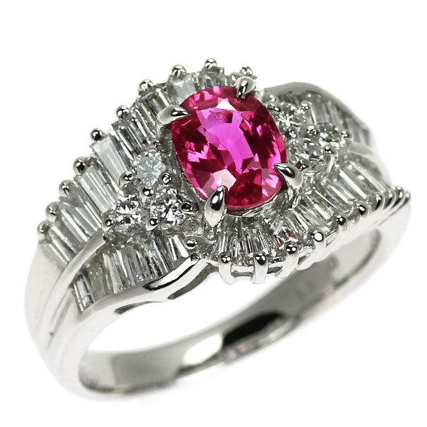 Pt900 非加熱ピンクサファイア ダイヤモンド リング 1.066ct D1.20ct