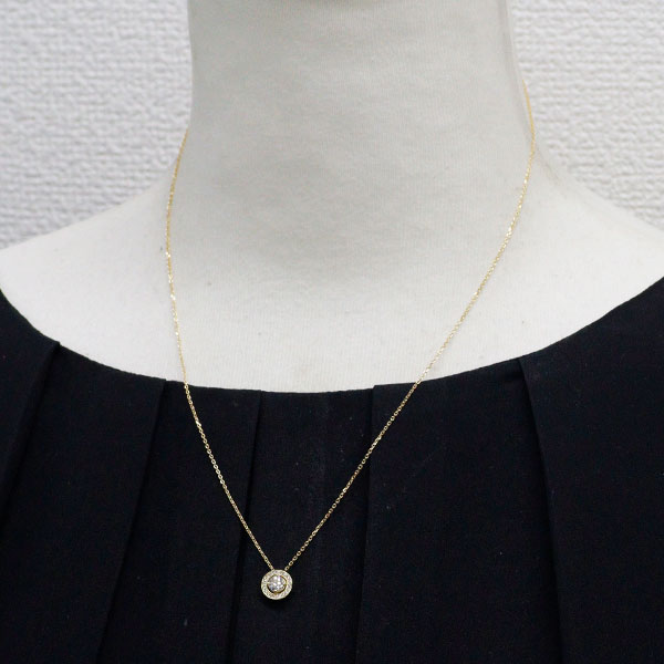 K18YG ダイヤモンド ペンダントネックレス 0.32ct D0.07ct