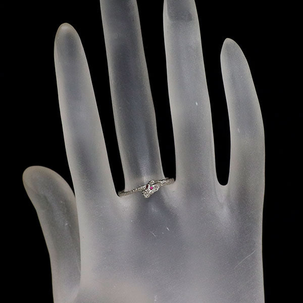 Pt950 ルビー リング 0.009ct 龍