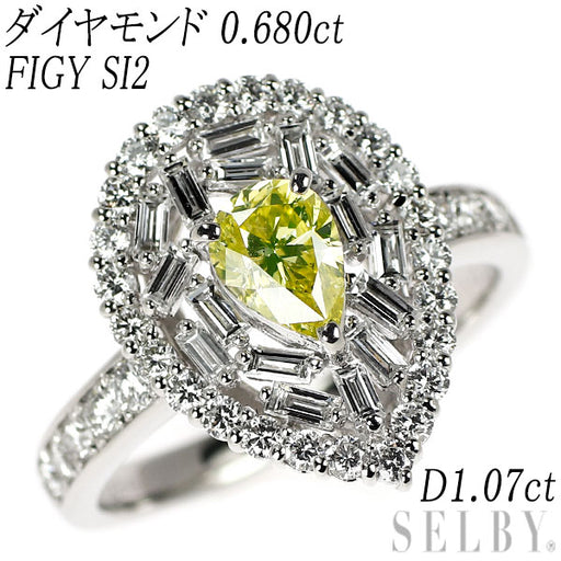Pt900 ペアシェイプ ダイヤモンド リング 0.680ct FIGY SI2 1.07ct D1