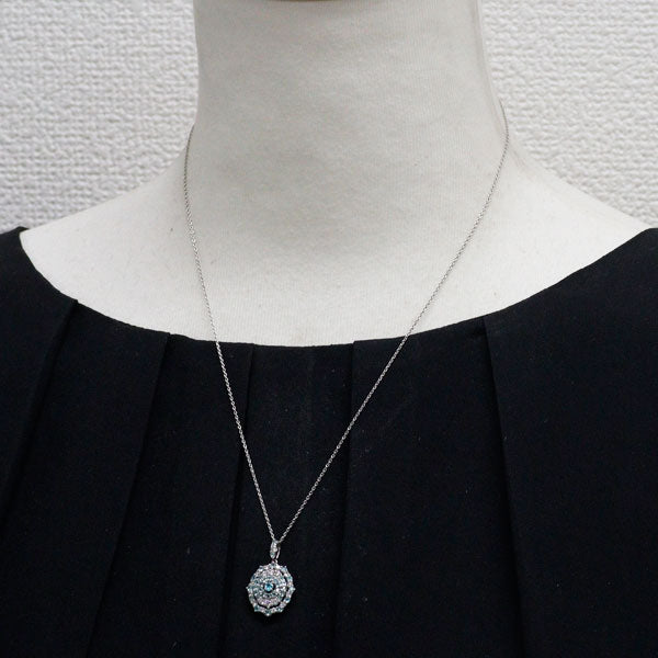 Pt950/ Pt850 パライバトルマリン ダイヤモンド ペンダントネックレス 0.51ct D0.40ct