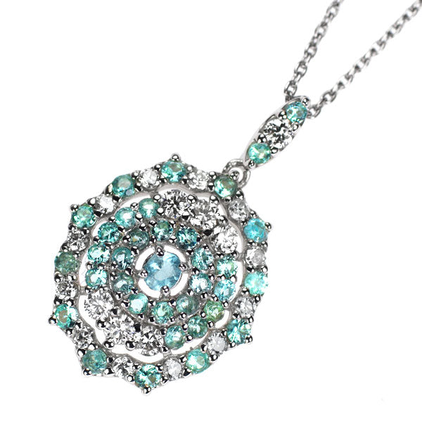 Pt950/ Pt850 パライバトルマリン ダイヤモンド ペンダントネックレス 0.51ct D0.40ct