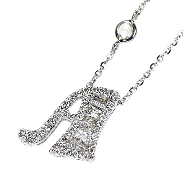 K18WG ダイヤモンド ペンダントネックレス 0.30ct D0.03ct イニシャル「A」