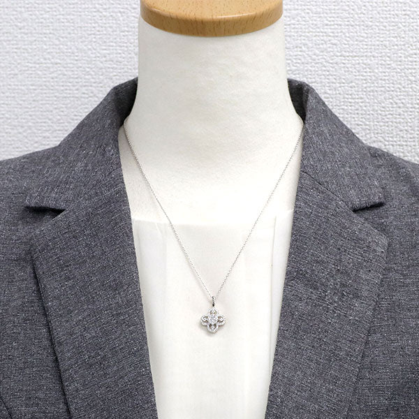 K18WG ダイヤモンド ペンダントネックレス 0.67ct フラワー