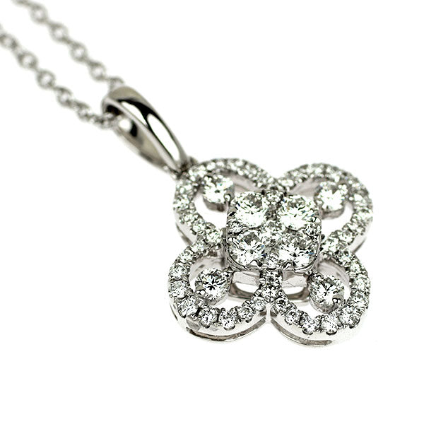 K18WG ダイヤモンド ペンダントネックレス 0.67ct フラワー