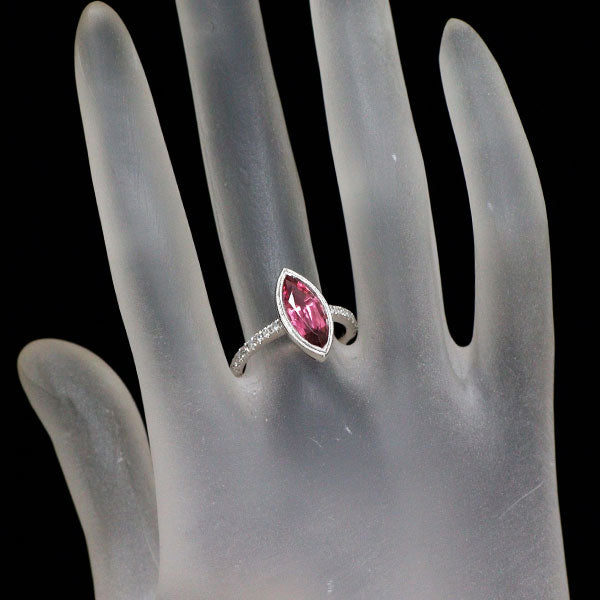 K18WG ピンクトルマリン ダイヤモンド リング 2.00ct D0.22ct