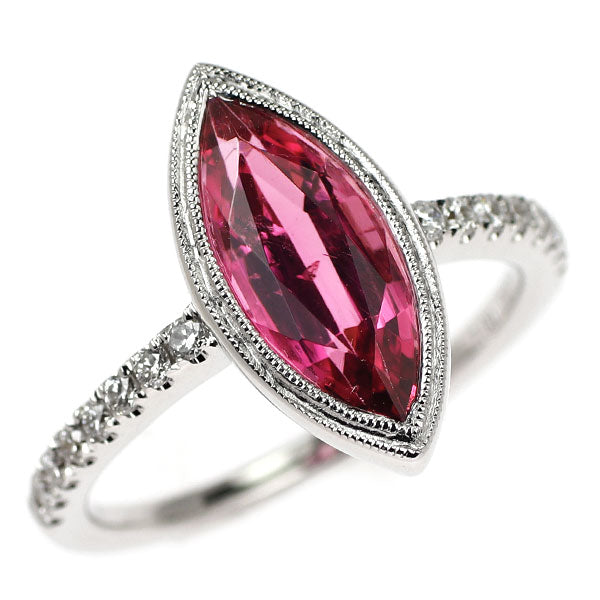 K18WG ピンクトルマリン ダイヤモンド リング 2.00ct D0.22ct