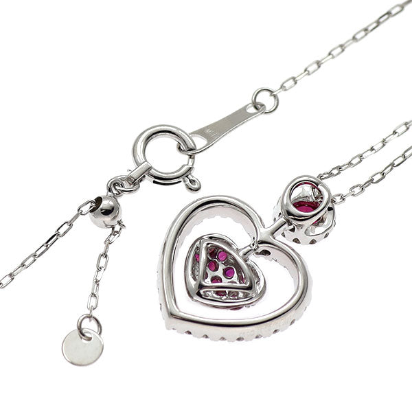 K18WG ルビー ダイヤモンド ペンダントネックレス 0.31ct D0.25ct ハート