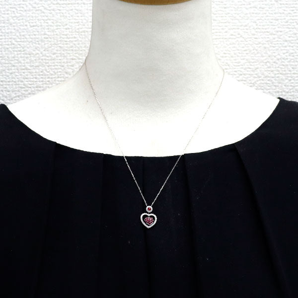 K18WG ルビー ダイヤモンド ペンダントネックレス 0.31ct D0.25ct ハート