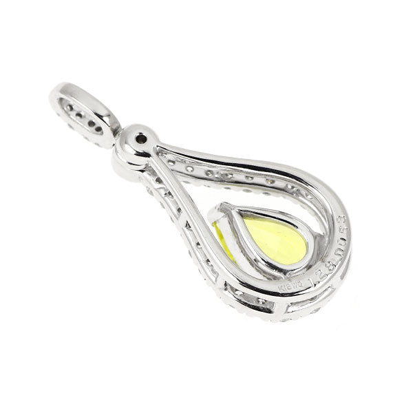 K18WG イエロー トルマリン ダイヤモンド ペンダントトップ 1.28ct D0.53ct