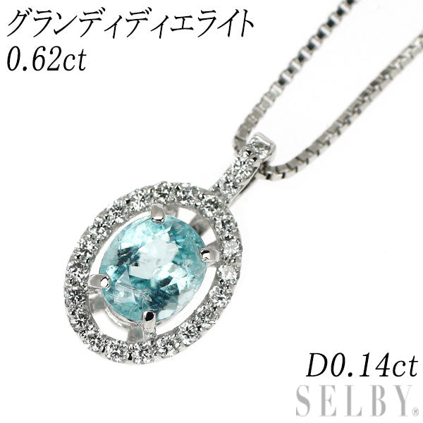希少 Pt900/ Pt850 グランディディエライト ダイヤモンド ペンダントネックレス 0.62ct D0.14ct