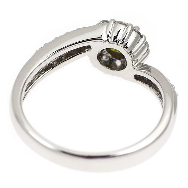 Pt900 トリートイエローグリーン ダイヤモンド リング 0.357ct D0.35ct