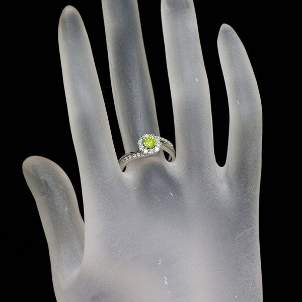 Pt900 トリートイエローグリーン ダイヤモンド リング 0.357ct D0.35ct