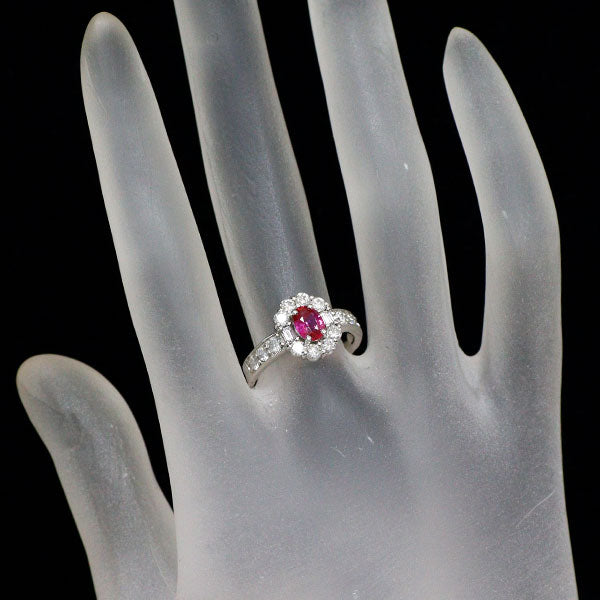Pt900 非加熱ルビー ダイヤモンド リング 0.566ct D0.75ct