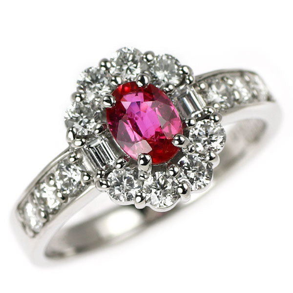 Pt900 非加熱ルビー ダイヤモンド リング 0.566ct D0.75ct
