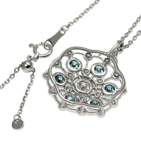 K18WG トリートブルー ダイヤモンド ペンダントネックレス 0.91ct D0.64ct