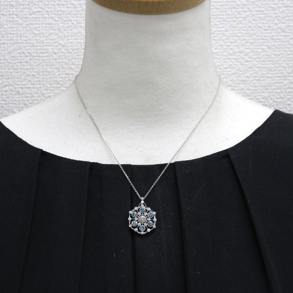 K18WG トリートブルー ダイヤモンド ペンダントネックレス 0.91ct D0.64ct