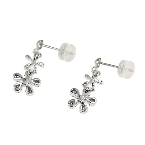K18WG ダイヤモンド ピアス 0.40ct フラワー パヴェ