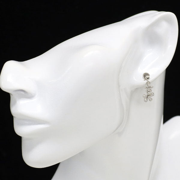 K18WG ダイヤモンド ピアス 0.40ct フラワー パヴェ
