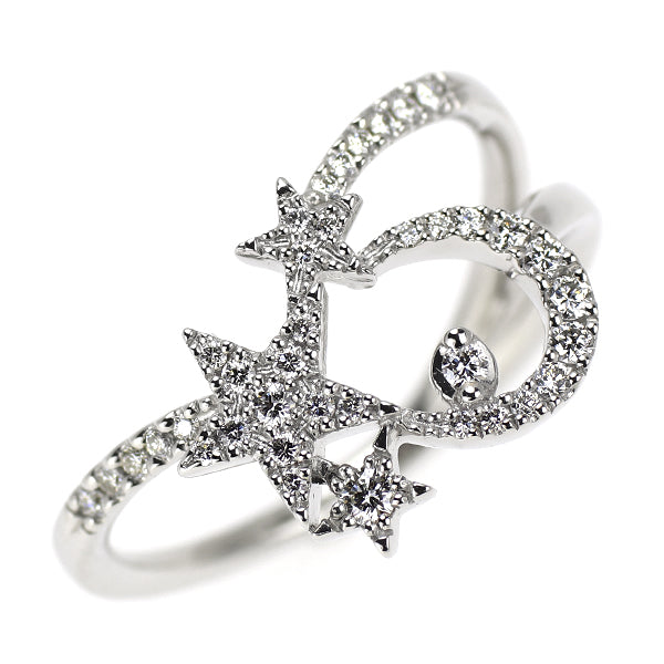 スタージュエリー Pt950 ダイヤモンド リング 0.23ct 月 星