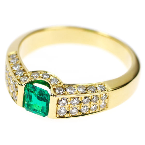 K18YG エメラルド ダイヤモンド リング 0.44ct D0.57ct