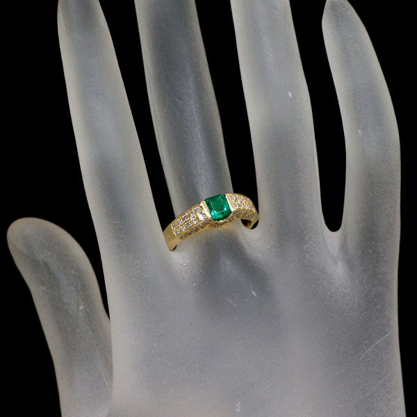 K18YG エメラルド ダイヤモンド リング 0.44ct D0.57ct