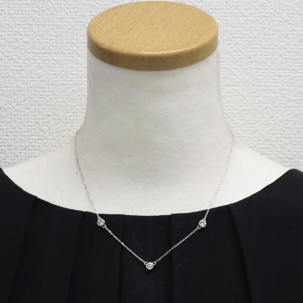 K18WG ダイヤモンド ステーション ネックレス 0.91ct スリーストーン