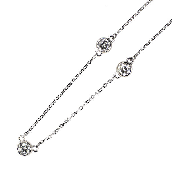 K18WG ダイヤモンド ステーション ネックレス 0.91ct スリーストーン