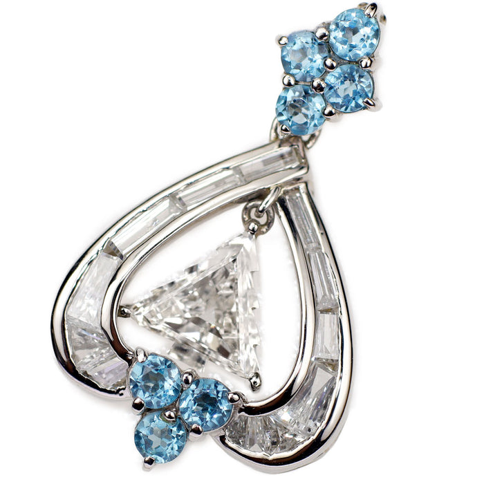 Pt900 クリスマスツリーカットダイヤモンド カリブレカット ブルートパーズペンダントトップ 0.827ct H VS1 D1.16ct