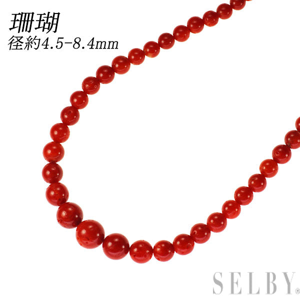 SV 丸玉 無着色 珊瑚/サンゴ ペンダントネックレス 径約4.5-8.4mm