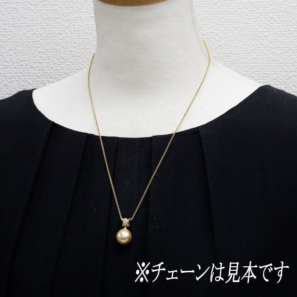 K18YG 白蝶ゴールデン 真珠/パール ペンダントトップ D0.11ct 径約 12.8mm