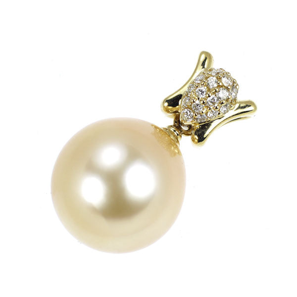 K18YG 白蝶ゴールデン 真珠/パール ペンダントトップ D0.11ct 径約 12.8mm