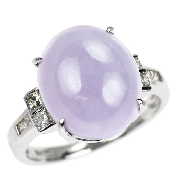 Pt900 ラベンダー 翡翠/ヒスイ ダイヤモンド リング 8.69ct D0.29ct
