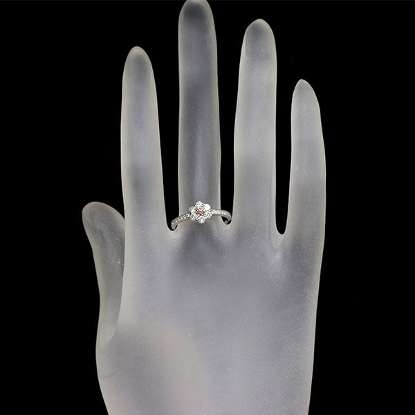 新品 希少 Pt900 天然ピンク ダイヤモンド リング 0.065ct FBOP SI1 D0.43ct フラワー