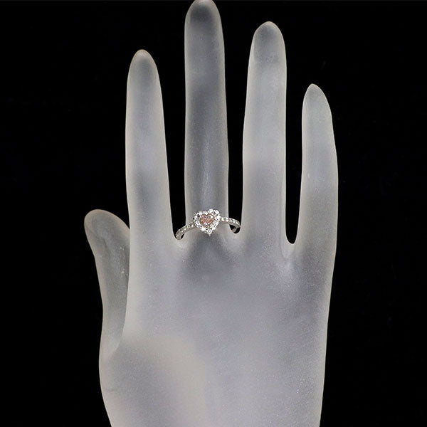 新品 希少 Pt900 ハートシェイプ 天然ピンク ダイヤモンド リング 0.303ct FP SI1 D0.35ct