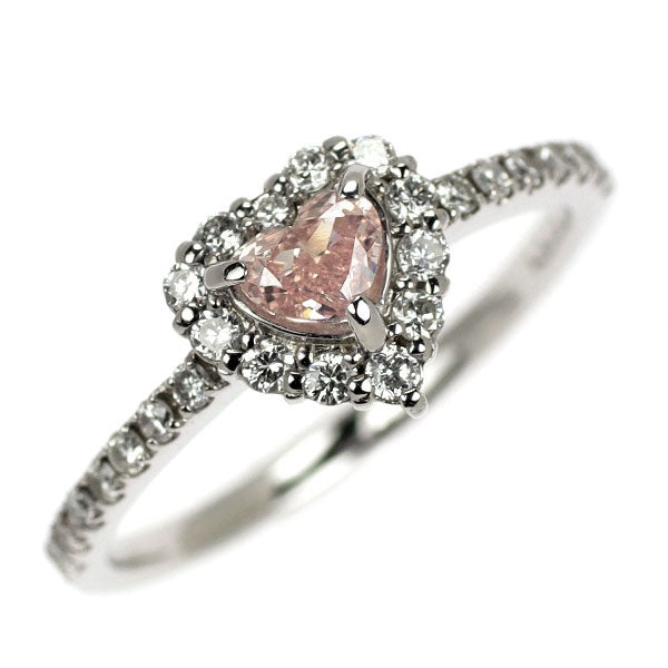 新品 希少 Pt900 ハートシェイプ 天然ピンク ダイヤモンド リング 0.303ct FP SI1 D0.35ct